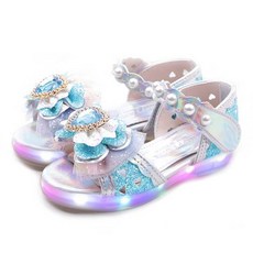 女童用 풋풋 艾莎 LED 跟鞋涼鞋