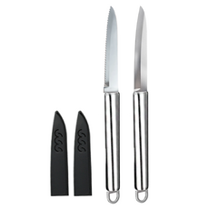 GENIAL 銀色平刃水果刀 + 鋸齒水果刀套組, 銀色, 1套