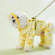 Baigyoem 狗狗雨衣 鳳梨連身印花雨衣, 黃色, 1個