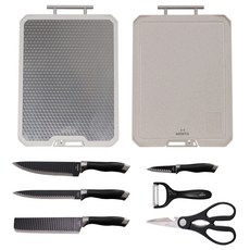 Monta 不鏽鋼雙面砧板組, 切菜板+4種刀具+馬鈴薯刀+剪刀, 1組