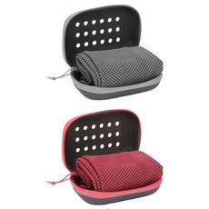 EUMES 乾式運動涼感毛巾2件組, 灰色, 紅色, 1套