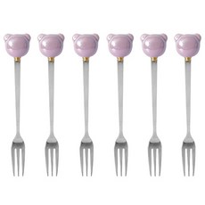 라임올리브 곰돌이 펄 티포크, 6개, 퍼플