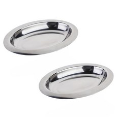 플라라 스텐 오벌 타원 플레이트 2p 세트, 2개, 실버