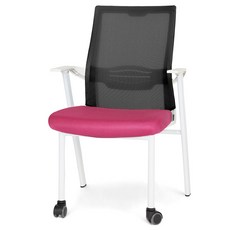 체어포커스 올백 공부의자 A500, 화이트바디 + 메쉬블랙 + 핑크