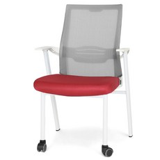 체어포커스 올백 공부의자 A500, 화이트바디 + 메쉬그레이 + 레드