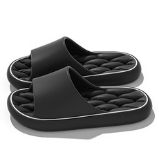 THE ZAKKA 條紋排水防滑浴室拖鞋, 1個, 黑色