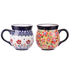 프라카 항아리 머그컵 중 350ml 2종 세트, 체리블로썸 + 레드팬지, 1개