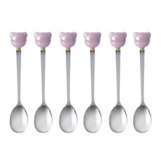 萊姆橄欖小熊珍珠茶匙, 6個, 紫色