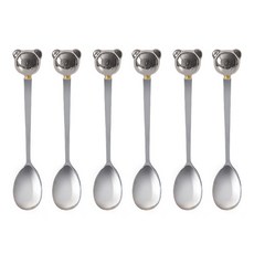 Lime Olive 小熊珍珠茶匙, 6個, 銀色