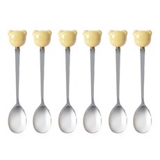 Lime Olive 小熊珍珠茶匙, 6個, 黃色