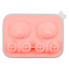 키친유 실리콘 곰돌이 왕얼음틀 2구, 핑크, 1개