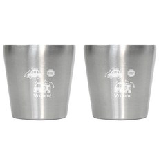 Kitchen U 噗噗車 不鏽鋼雙層杯 小, 銀色, 175ml, 2個
