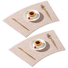 아메리칸로드 부채꼴 모양 원형 테이블 방수 식탁매트 RK1982, 라이트핑크, 51cm x 30cm x 두께 2mm, 2개