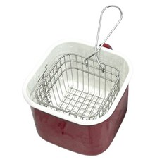 uh homedeco 電磁爐琺瑯保鮮罐 2.2L + 油炸網套組, 混合色, 油炸鍋2.2L+油炸網, 1套