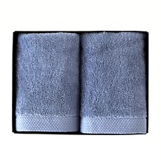 프롬코튼 40수 코마사 고리 핸드타올 기프트 박스 65g, 블루, 1개