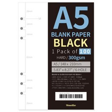 Monolike A5 6孔剪貼簿內頁 03 Black, 1個, 100入