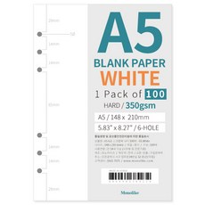 Monolike A5 6孔剪貼簿內頁 01 白色, 1個, 100入