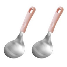 矽膠握柄不鏽鋼迷你湯勺, 粉紅色, 2個