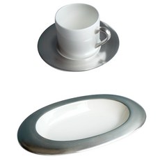 Twig NEWYORK 銀光慢活單人午茶組, 咖啡杯+碟子+碟子, 混合色, 1套