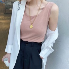 페이퍼먼츠 여성용 냉감 통기성 유넥 민소매 탑 이너 쿨 나시 티셔츠 22708