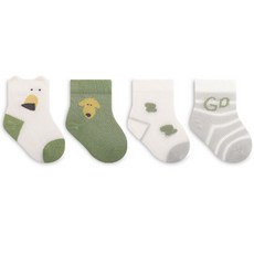 HARAROI 幼兒綠色小狗襪子4件組