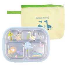 動物故事 不鏽鋼餐盤袋便當組, 混合色, 1套, 餐盤便當 + 袋子