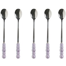 Moda Kitchen 泡沫珍珠不鏽鋼長茶匙 紫色, 5個, 單品
