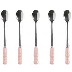 모다키친 버블펄 스텐 롱 티스푼 세트, 1세트, 핑크 5p