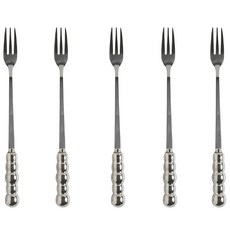 Moda Kitchen 泡泡珍珠不鏽鋼長柄茶叉 銀色, 5個, 單品