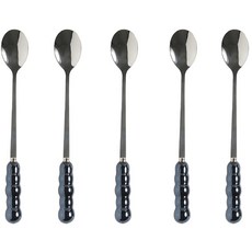 Moda Kitchen 泡泡珍珠不鏽鋼長柄茶匙 黑色, 5個, 單品