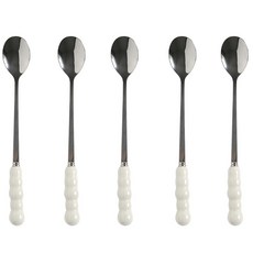 Moda Kitchen 氣泡珍珠不鏽鋼長柄茶匙 白色, 5個, 單品