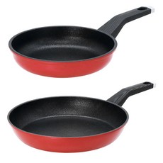 QUEEN SENSE IH電磁爐適用Plus鍋具2件組, 平底鍋 20cm+平底鍋 28cm, 1組, 紅色