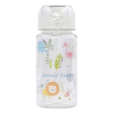 kitchen U 孩童動物故事吸管水瓶, 1個, 混色, 350ml