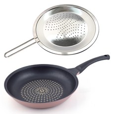 퀸센스 프라이팬 + 올스텐 타공 프라이팬 커버 세트, 핑크블러썸(후라이팬), 실버(커버), 프라이팬 28cm + 프라이팬 커버 30cm, 1세트