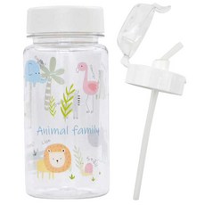 kitchen U 動物故事水瓶350ml+吸管蓋套組, 混色, 1組