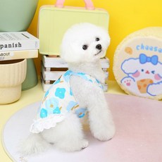 애구애구 강아지 로맨틱 플라워 스커트, 스카이색, M, 스카이, 1개