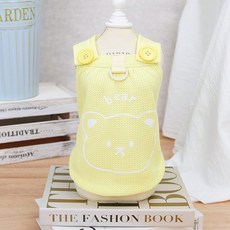 PASTEL PET 寵物鬆餅熊鈕扣吊帶褲, 黃色, 1個