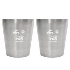 噗噗車 不鏽鋼雙層杯 中, 銀色, 300ml, 2個