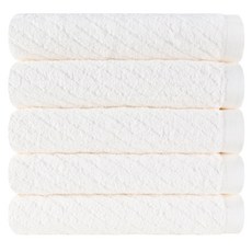 Songwol 松月 現代提花飯店洗臉毛巾 170g 30支精梳棉, 5個, 白色