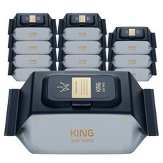 킹물티슈 더 도톰한 골드블루 저자극 엠보싱 아기물티슈 휴대용 캡형, 86g, 20개입, 12개