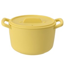 EasySili 圓形微波爐多功能矽膠鍋 1200ml, 黃色, 1個