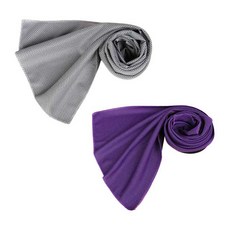 PEONIST 冰感運動涼感毛巾 90 x 30 cm, 灰色, 紫色, 2個