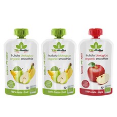 bioitalia 孩童水果泥 3包入, 水梨香蕉口味+蘋果口味, 1組