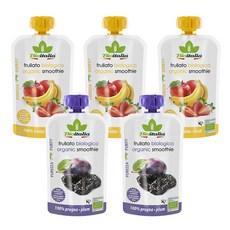 bioitalia 孩童水果泥 5包入, 蘋果草莓香蕉口味+李子口味, 1組