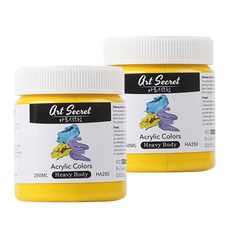 Art Secret 藝術家的秘密 專家級高黏度重磅體壓克力顏料 亮黃色 250g 2入, 250ml, 1色