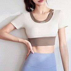 Marketpia 女性雙色瑜伽/皮拉提斯上衣