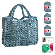 OliO yarna 미니 봉봉 네트백 DIY 패키지 OliO실 3p + 인쇄도안 세트, 722 클라우디스카이, 1개