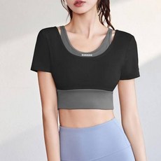 Marketpia 女款雙色瑜珈皮拉提斯上衣