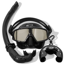 ITS LIFE 雙眼式自由潛水浮潛面鏡組, 抗UV黑色