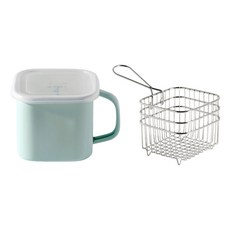 Moda Kitchen IH電磁爐用方形琺瑯儲物鍋 1.45L + 油炸網套組, 1個